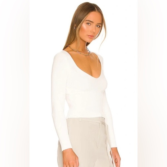 V Neck Cropped Sweater in Ivory by ALL THE WAYS - Picture 2 of 3